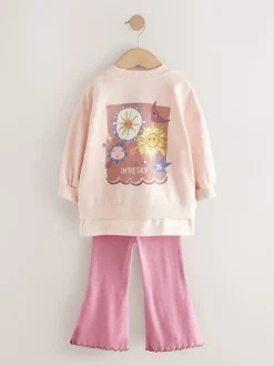 Motif étoiles roses - Ensemble haut et évasé à manches longues (3mois7ans)