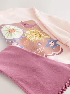 Motif étoiles roses - Ensemble haut et évasé à manches longues (3mois7ans)