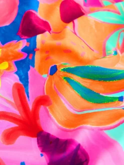 Motif tropical orange - Maillot de bain Sunsafe à manches longues (3mois-16ans)