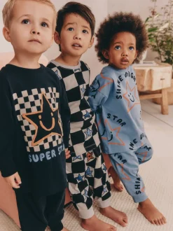 Multi Star et damier - Lot de 3 pyjamas oversize (9mois-10ans)