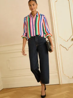 Multi Stripe (Multi Stripe) - Love & Roses chemise boutonnée à manches longues