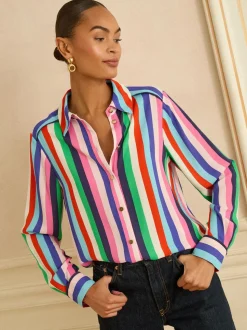 Multi Stripe (Multi Stripe) - Love & Roses chemise boutonnée à manches longues