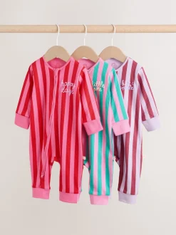 Multi Stripe (Multi Stripe) - Combinaisons de nuit à fermeture éclair pour bébés 3 Pack (0mths-3yrs)