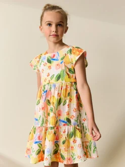 Multi tropical - Robe Effet froissé à manches d’ange (3-16ans)