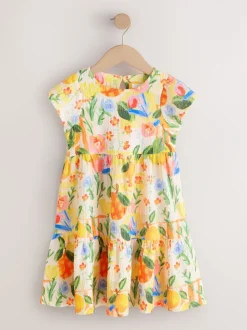 Multi tropical - Robe Effet froissé à manches d’ange (3-16ans)