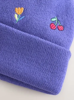 Multicolore - Bonnet à pompon brodé (3mois-10ans)