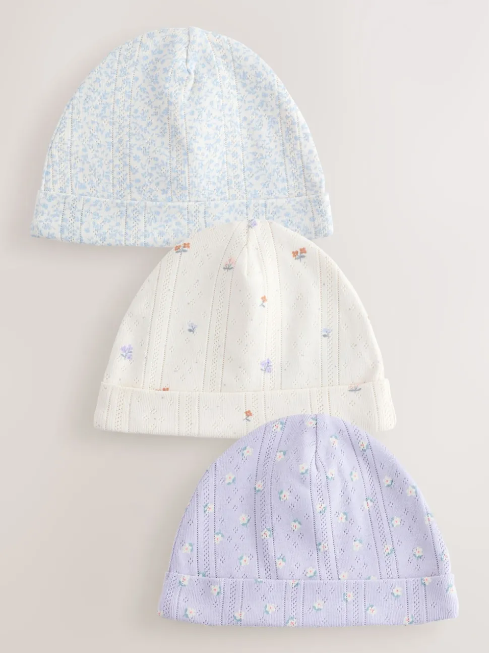 Multicolore - Lot de 3 bonnets pointelle pour bébé (0-18mois)