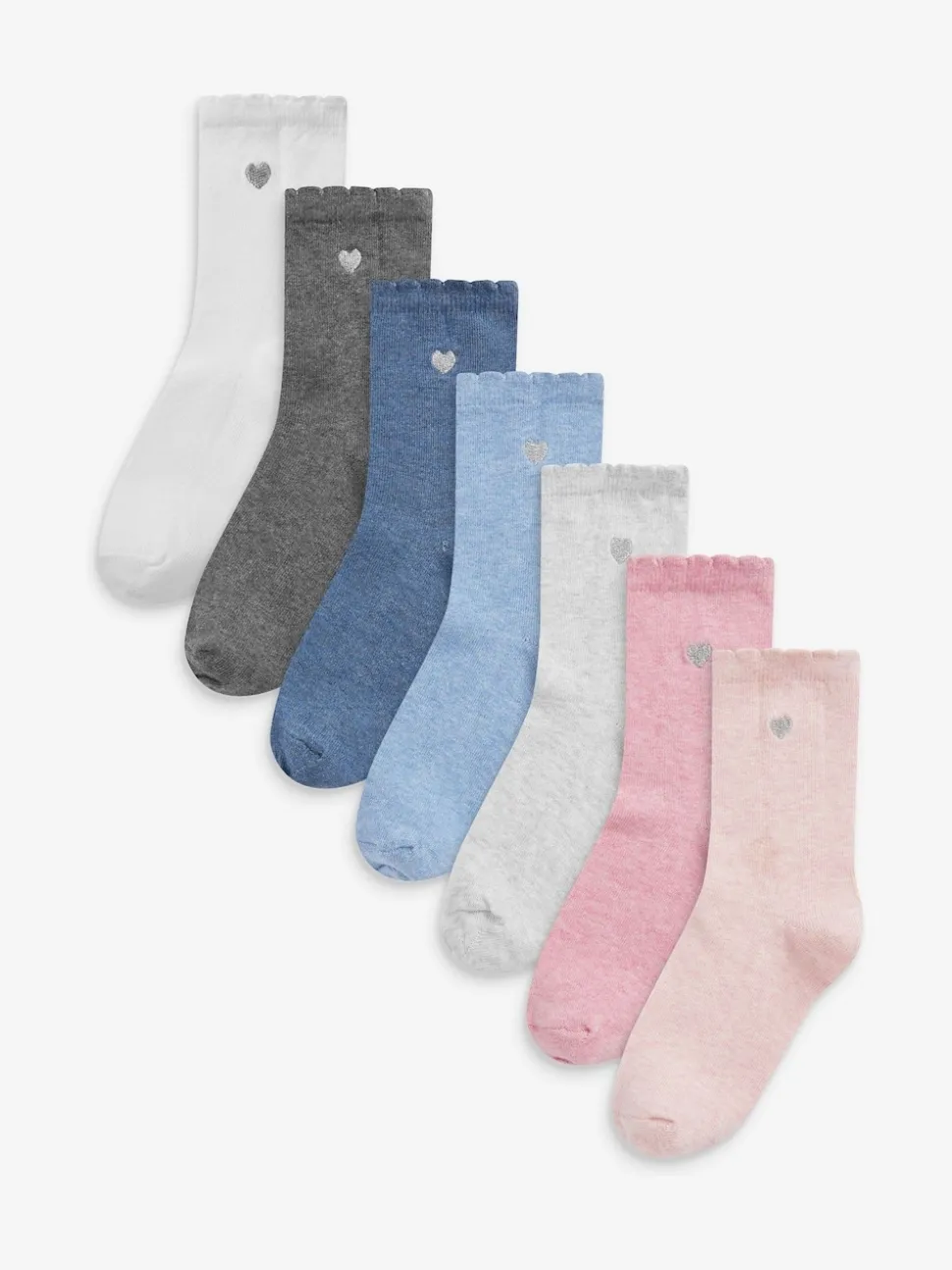 Multicolore - Lot de 7 paires de chaussettes de sport enrichies en coton avec cœur brodé