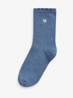 Multicolore - Lot de 7 paires de chaussettes de sport enrichies en coton avec cœur brodé