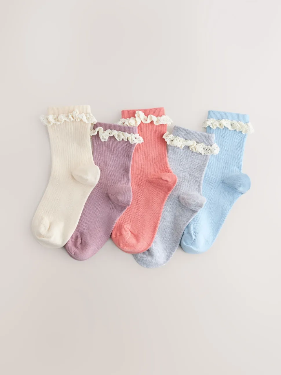 Multicolore - Lot de 5 paires de chaussettes à volants en coton riche