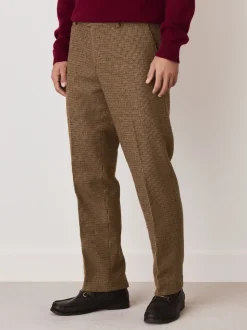 Multicolore - Pantalons texturés à dents de poule en laine