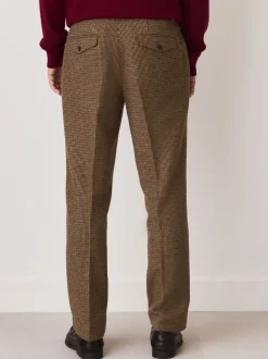 Multicolore - Pantalons texturés à dents de poule en laine