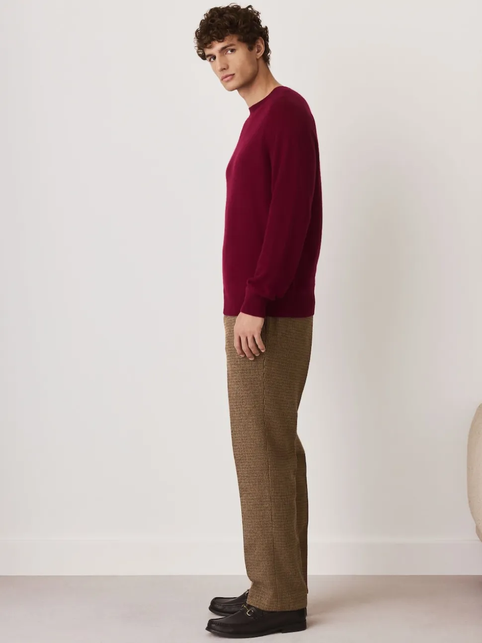 Multicolore - Pantalons texturés à dents de poule en laine