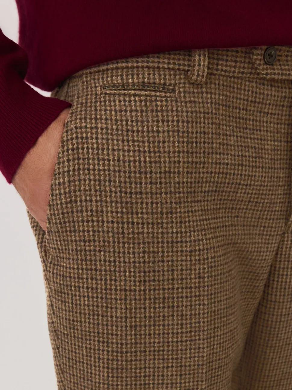 Multicolore - Pantalons texturés à dents de poule en laine