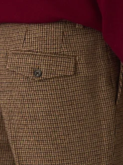 Multicolore - Pantalons texturés à dents de poule en laine