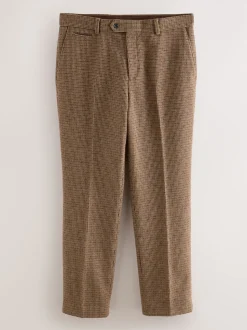 Multicolore - Pantalons texturés à dents de poule en laine