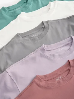 Multicolore - T-shirt 100% coton à manches courtes 5 Lot