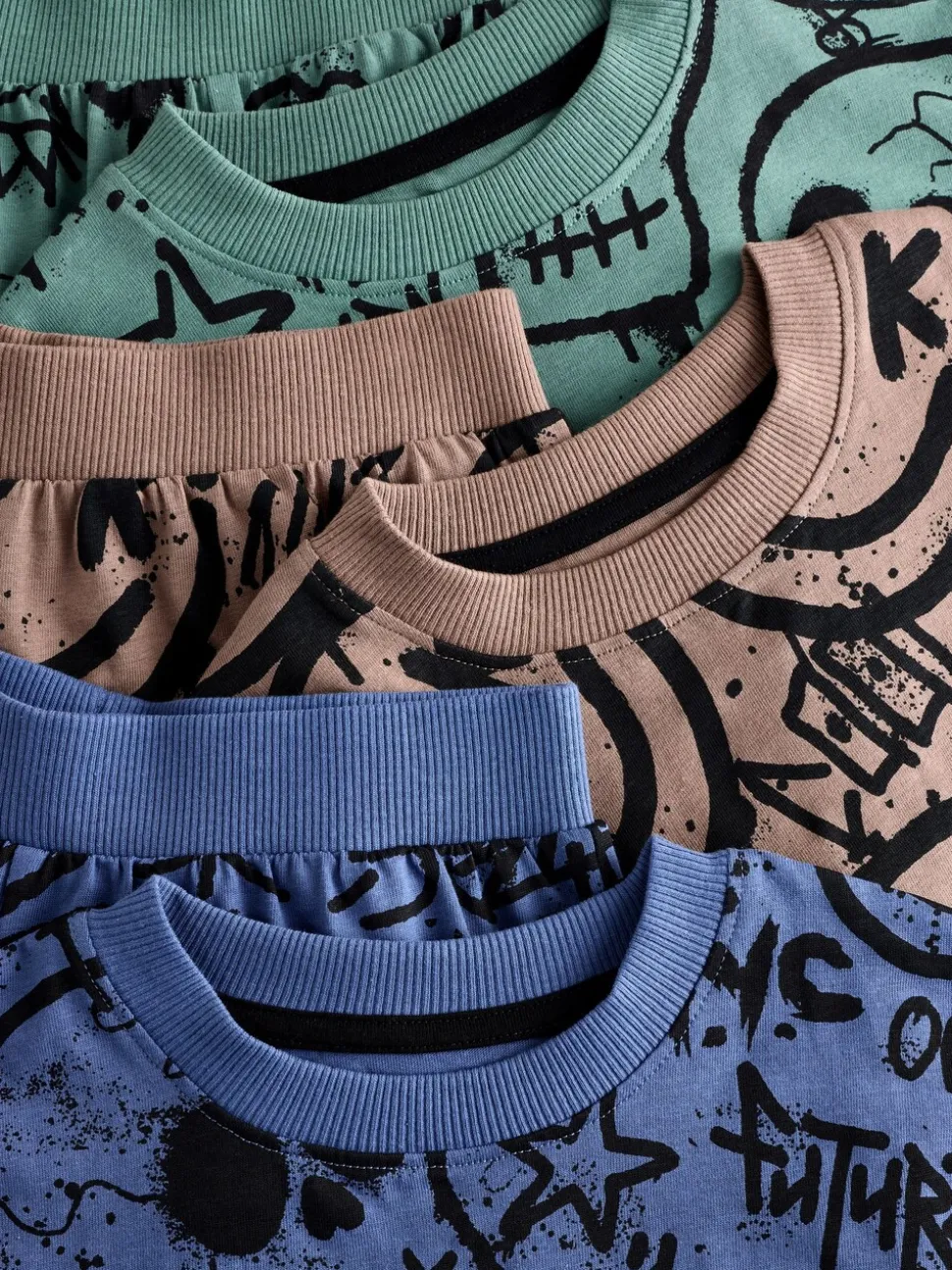 Multicolore motif graffiti - 100Pyjama court en coton % 3 Lot (4-16ans)