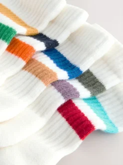 Multicolore/blanc - Cushioned Semelle intérieure Cotton Rich Ribbed Tipped Chaussettes 5 Lot