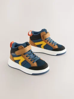 Navy/Fauve Color block - Baskets hautes à lacets élastiques à fermeture par contact