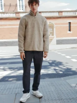 Nep écru chiné - Polaire en peau de mouton à col zippé