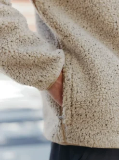 Nep écru chiné - Polaire en peau de mouton à col zippé