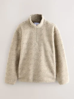 Nep écru chiné - Polaire en peau de mouton à col zippé