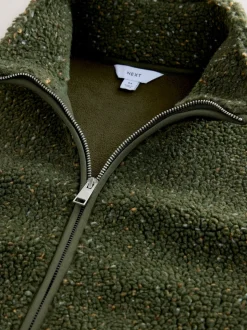 Nep vert kaki - Polaire zippée en entonnoir en peau de mouton