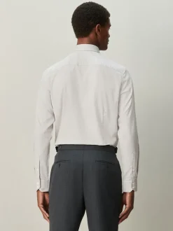 neutre - Ajustement régulier - Chemise habillée texturée à manches longues avec bordure