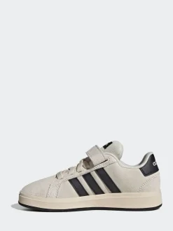 neutre - Baskets adidas Grand Court 00s en daim à lacets élastiques pour enfant