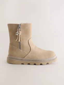 neutre - Bottes à pampilles doublées de fausse fourrure