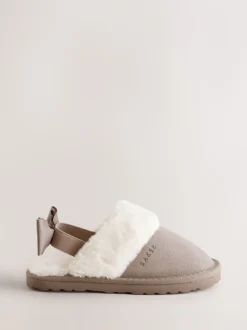neutre - Chaussons mules Baker by Ted Baker fille en daim en fausse fourrure avec nœud