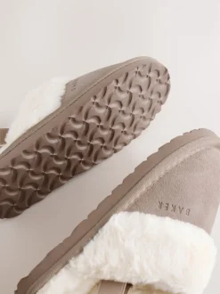 neutre - Chaussons mules Baker by Ted Baker fille en daim en fausse fourrure avec nœud