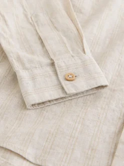 neutre - Chemise à manches longues Grandad Collar Lin Mix (3-16yrs)