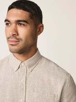 neutre - Col Classique - Chemises longues Blend de lin de coton