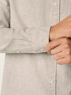 neutre - Col Classique - Chemises longues Blend de lin de coton