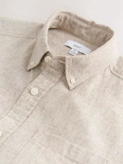 neutre - Col Classique - Chemises longues Blend de lin de coton