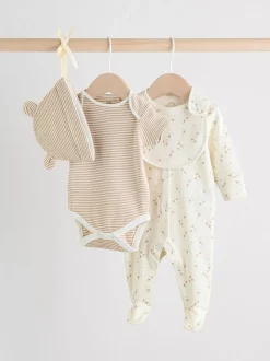 neutre - Combinaison de nuit bébé, Body, Bonnet et Bavoirs bébé Ensemble 4 Pièces (0-9mois)