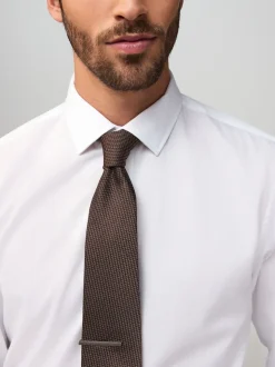 neutre - Cravate texturée avec pince à cravate