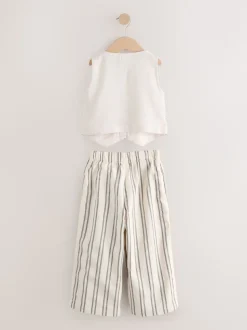 neutre - Ensemble gilet brodé et pantalons jambe large (3-16ans)