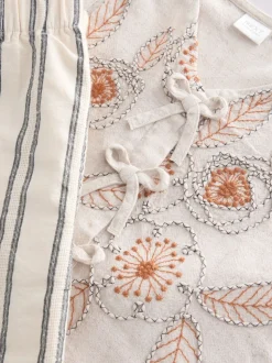 neutre - Ensemble gilet brodé et pantalons jambe large (3-16ans)