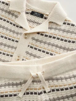 neutre - Ensemble polos et shorts texturés en maille à col révéré (3mois-10ans)