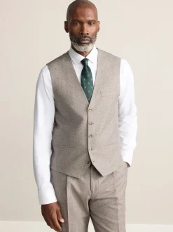 neutre - Gilet de costume à carreaux 100% laine italienne Signature Marzotto