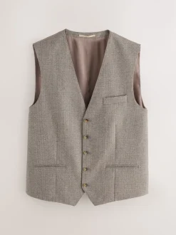 neutre - Gilet de costume à carreaux 100% laine italienne Signature Marzotto