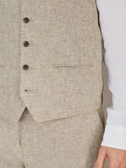 neutre - Gilet de costume en lin Blend texturé