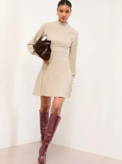 neutre - Lipsy Mini robe à manches longues en maille losange