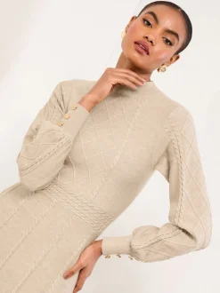 neutre - Lipsy Mini robe à manches longues en maille losange