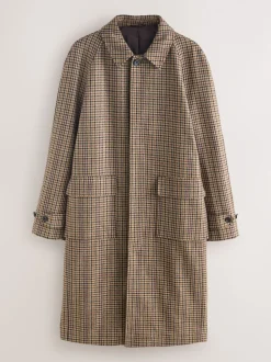 neutre - Manteau à carreaux pied-de-poule en tissu italien riche en laine