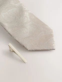 neutre - Paisley Tie With Tie Clip