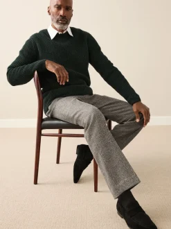 neutre - Pantalons Coupe classique Signatures Moons 100% laine britannique texturée